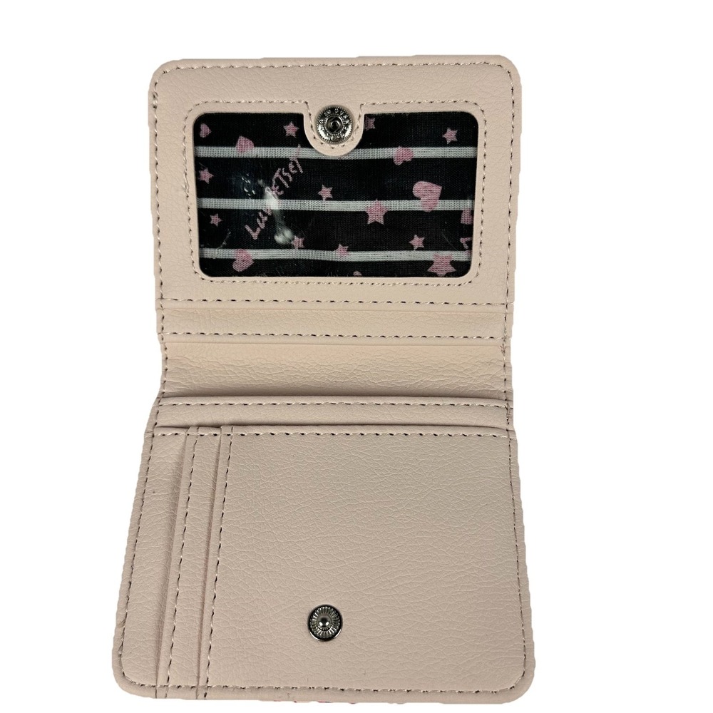 Betsey Johnson Cherry Bow‎ Wallet Cream Red Heart Logo Compact Wallet NWT - Picture 4 of 4